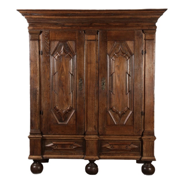 Antique Baroque Cabinet with Bastion Panels, 1730 For Sale