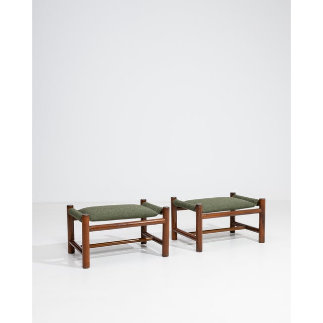 Mid-Century Modern Pair Of Mid-Century Upholstered Stools For Sale - Image 3 of 11