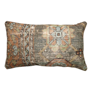 Zabihi Collection Tribal Worn Persian Kurd Rug Lumbar Pillow