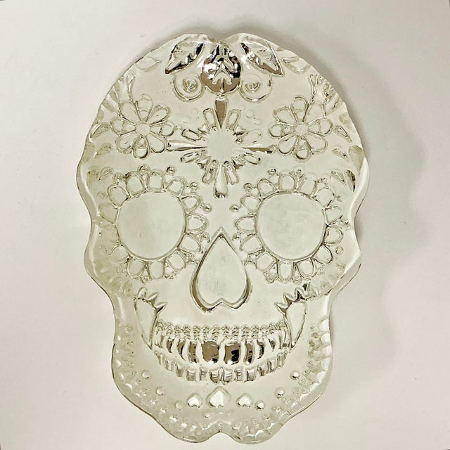 Mexican 1980s Vintage Boho Chic Mexican Style Skull Decorative Bowl, Halloween For Sale - Image 3 of 7