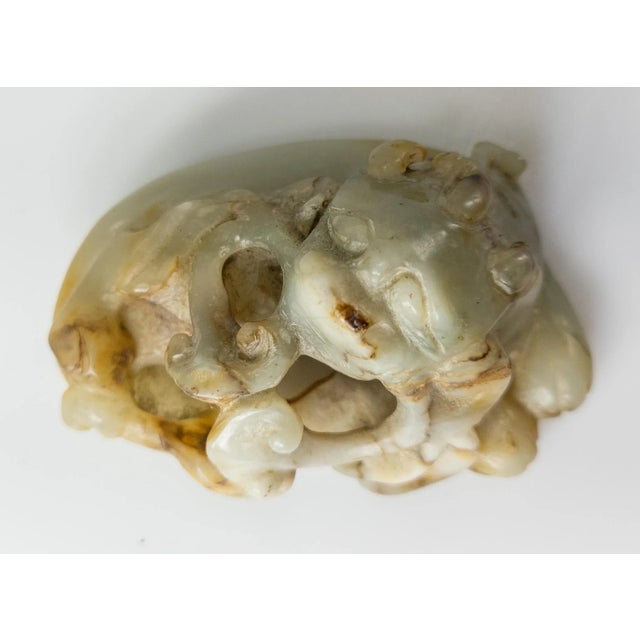 Stone 20th Century Chinese Carved Celadon Nephrite Jade Foo Dog Figure For Sale - Image 7 of 9