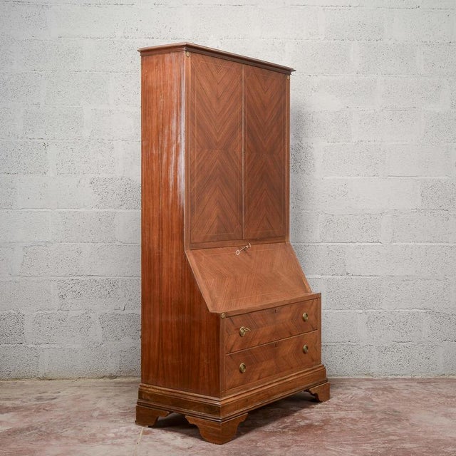 Brown Art Deco Bookcase Sideboard with Flap For Sale - Image 8 of 18