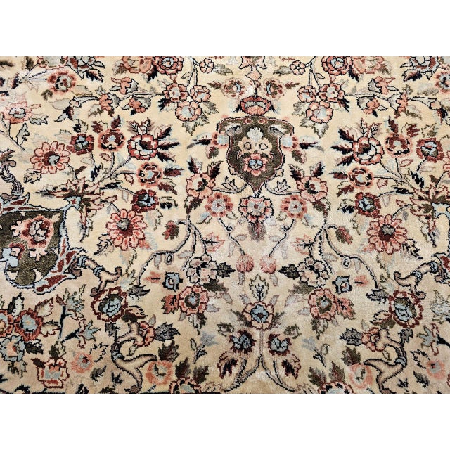 Vintage Indian Silk Rug, Hand-Knotted, Floral Medallion Design, 6' x 9' For Sale - Image 17 of 18