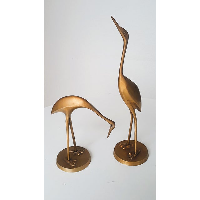 Gold Vintage Crane Figures in Brass and Metal, 1950s, Set of 2 For Sale - Image 8 of 8