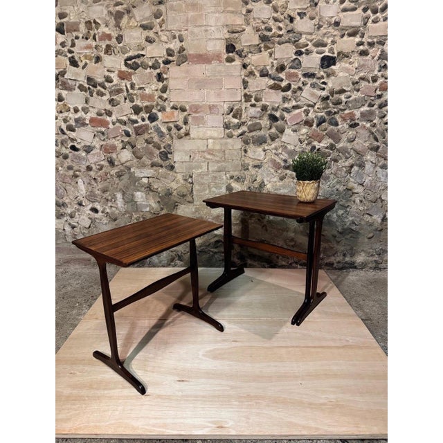 1950s Vintage Danish Rosewood Nesting Tables by Ole Wanscher for A. J. Iversen, 1950s, Set of 3 For Sale - Image 5 of 18