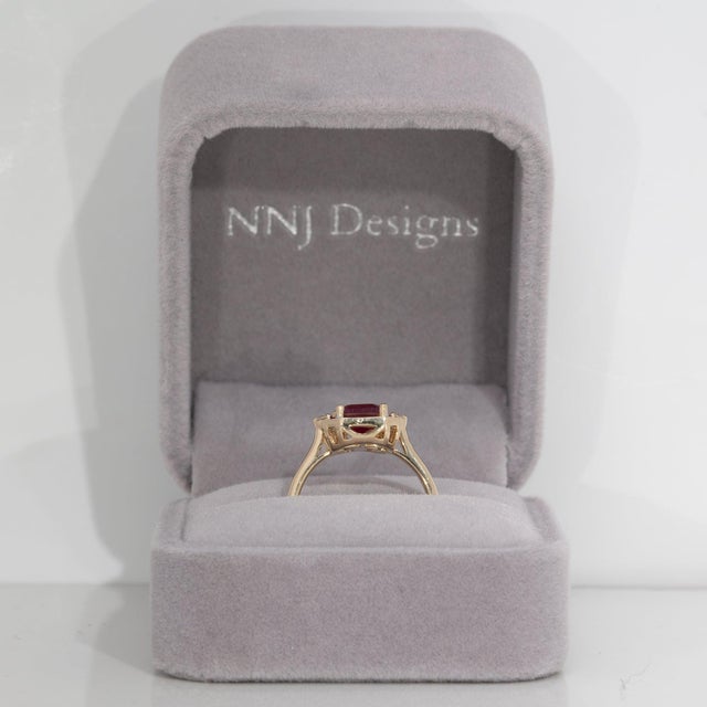 Scarlet & Gray Game Day | 2.2Ct Natural Ruby & Diamond Ring in Solid 14k Gold For Sale - Image 4 of 9