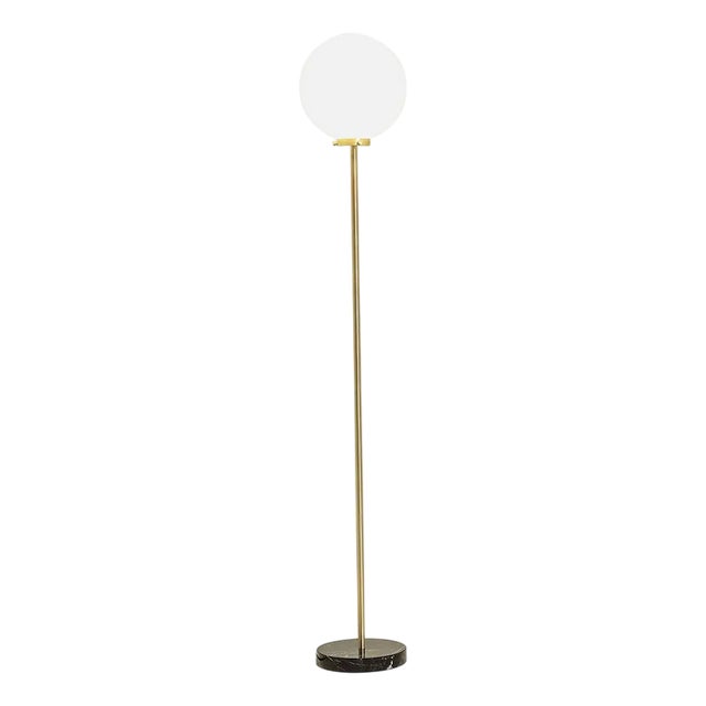 TF320 Floor Lamp in Black Marble and White Blown Glass by Daluce For Sale