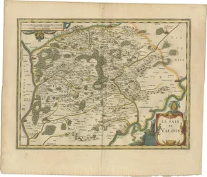Antique Map of the Region of Valois by Hondius, 1630