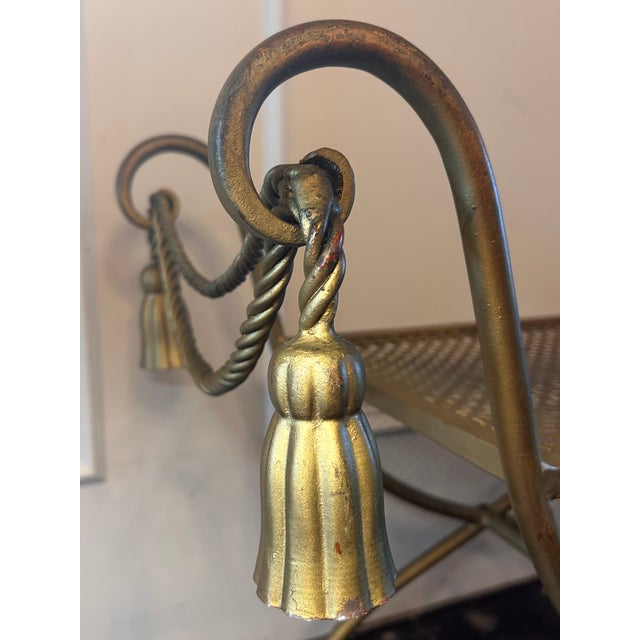 Metal Mid 20th Century Italian Gilt Metal Rope & Tassel Bench For Sale - Image 7 of 11