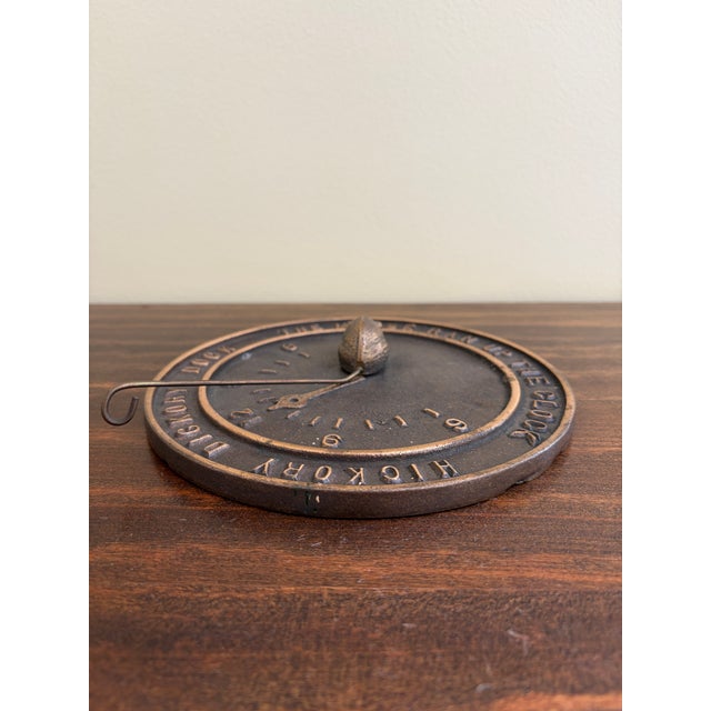 Vintage English Country Bronze Garden Sundial With Mouse "Hickory Dickory Dock" For Sale - Image 4 of 7