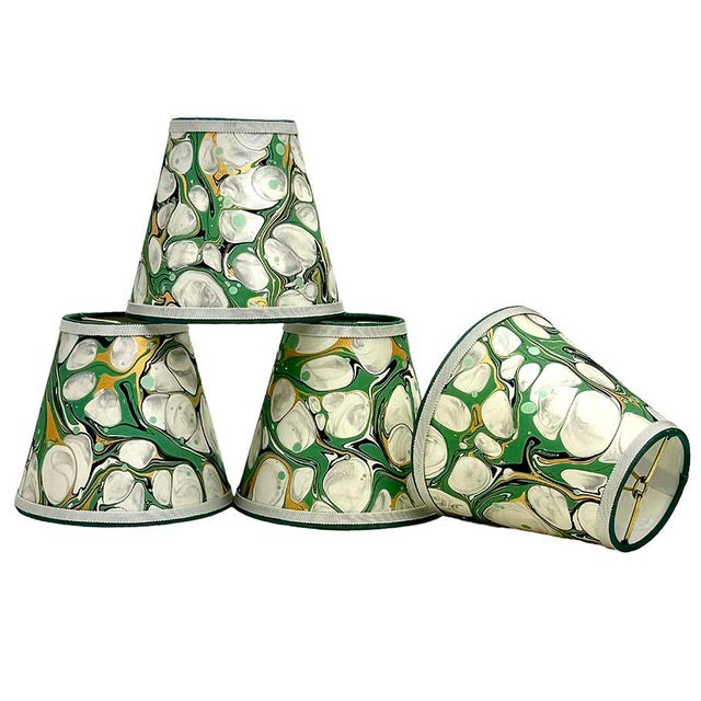 Designer marble lampshades will transform any light fixture. Marbled stone pattern. Trimmed with two colors of grosgrain....