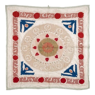 Asian Suzani Embroidered Wall Hanging, 3'10'' X 4'0'' For Sale