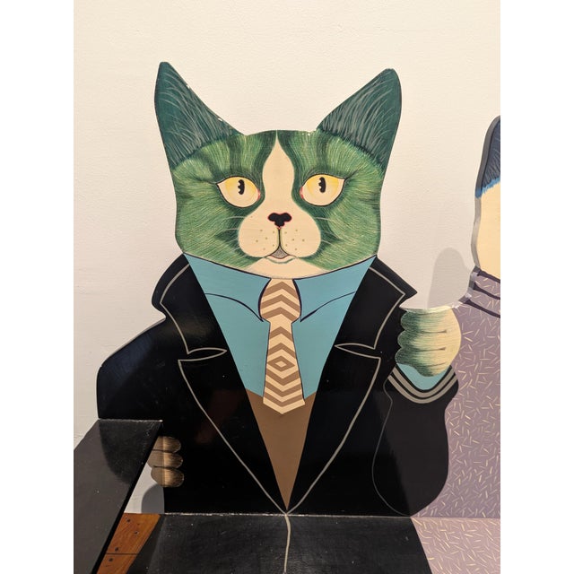 Memphis Group Cat Bench Hand Painted Folk Art Circa 1980 For Sale - Image 4 of 11