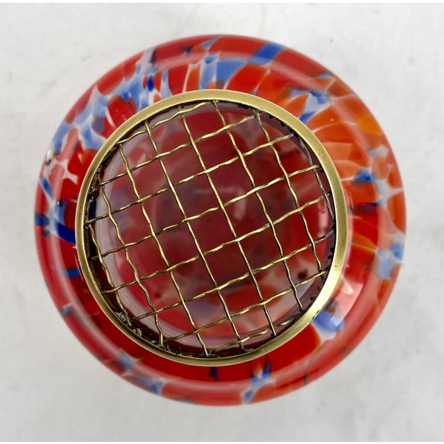 Pique Fleurs Vase in Multi Color Decor with Grille, 1930s For Sale - Image 4 of 10