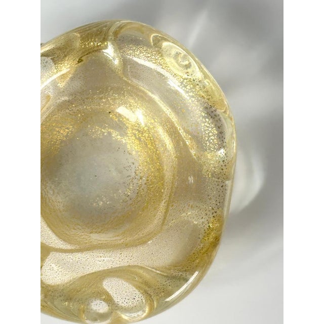 Metal Small Murano Glass Bowl with Gold Inclusions by Archimede Seguso, Italy, 1980s For Sale - Image 7 of 10