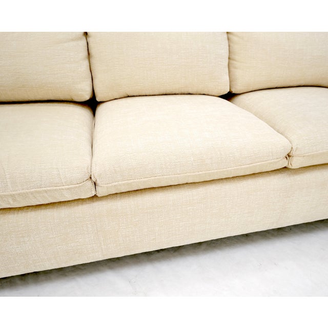 Mid-Century Modern Custom Design Mid-Century Modern Beige Upholstery Box Shape Sofa Mint! For Sale - Image 3 of 18