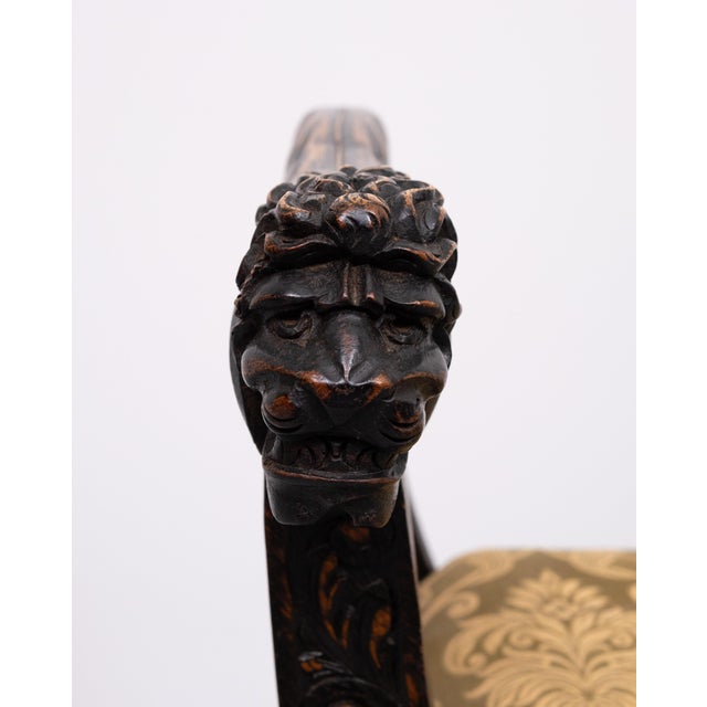 Wood Antique Hand Carved Lions Stool, Holland, 1880 For Sale - Image 7 of 9