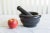 Vintage Honed Black Marble Stone Mortar & Pestle Set, 1990s For Sale - Image 4 of 4