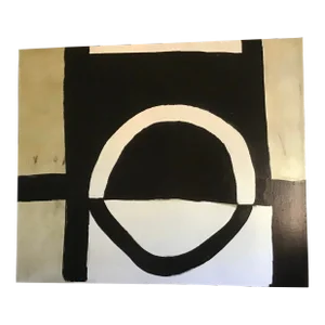 “ Mercury Retrograde ” Large Black White Tan Abstract Acrylic on Canvas Painting by Artist Craig Schumacher