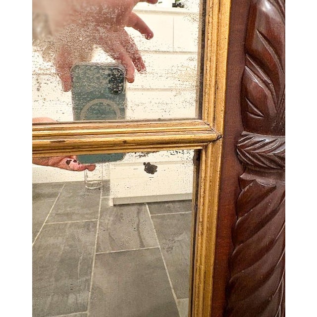 Brown Antique French Empire Carved Mahogany Trumeau Mirror For Sale - Image 8 of 8