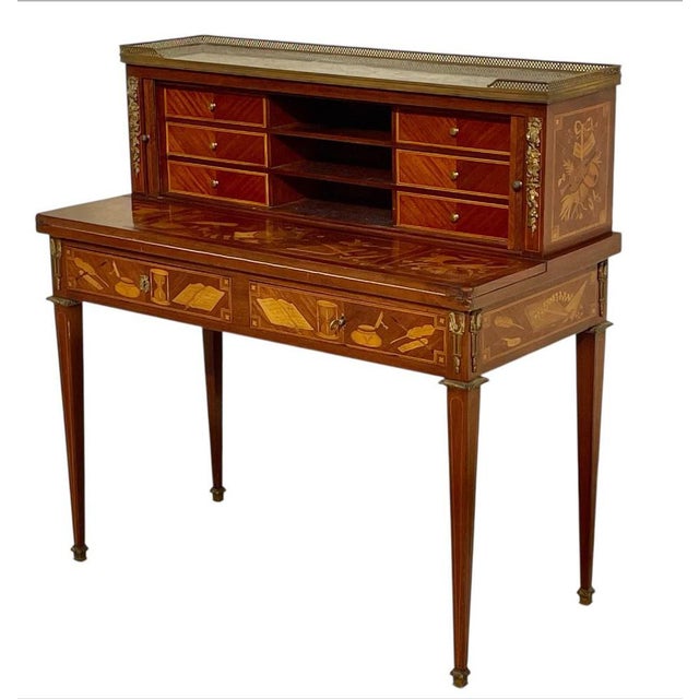 Louis XVI Style Marquetry Desk in Wood For Sale - Image 13 of 13