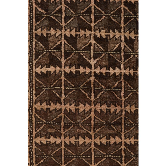 Antique Baluch Persian Rug in Beige-Brown Geometric Pattern, Pink Accent For Sale In New York - Image 6 of 8