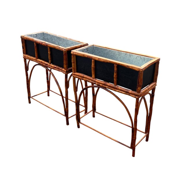 Late 20th Century Pair Rattan Planters For Sale - Image 14 of 18