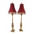 Vintage Berman Industries Florentine Gold Buffet Lamps With Crimson Beaded Shades – A Pair For Sale