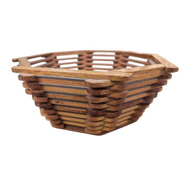 Mid-Century Modern Vintage Popsicle Stick Folk Art Decorative Bowl For Sale - Image 3 of 15