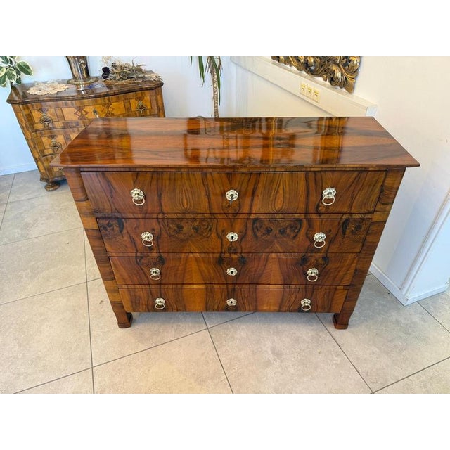 Antique Biedermeier Walnut Veneered Chest of Drawers For Sale - Image 9 of 14
