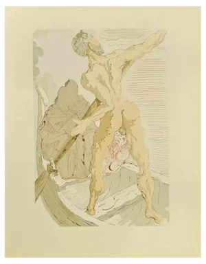 Salvador Dalí, Charon, Woodcut, 1963