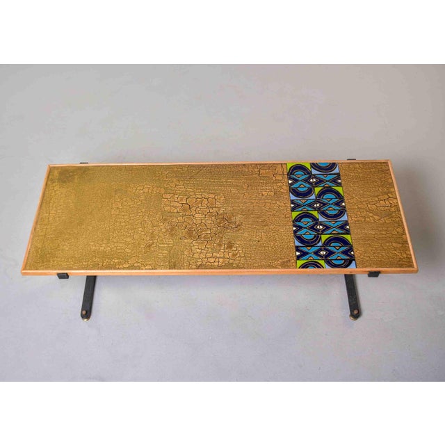 Mid-Century Italian Cocktail Table With Craquelure and Enamel Top For Sale - Image 4 of 12