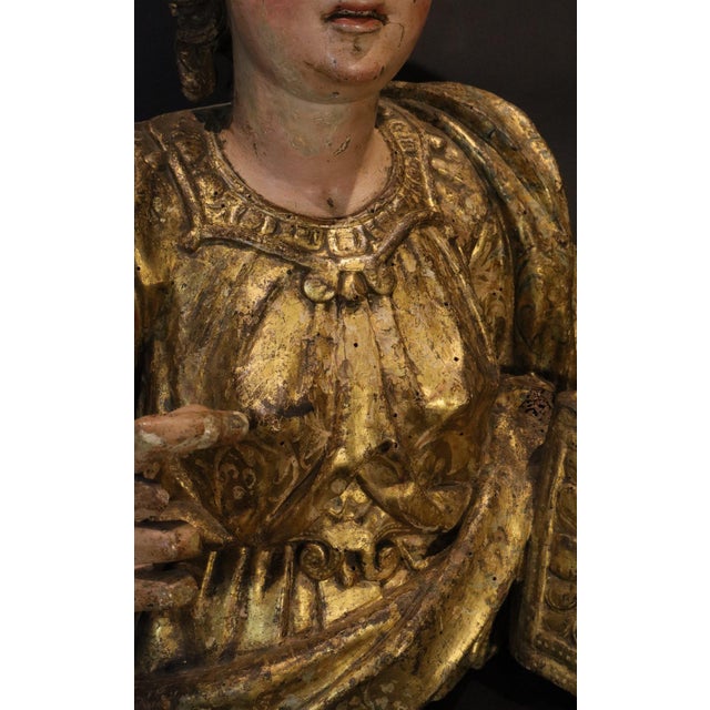 Aniello Stellato, Saint John and Saint Catherine, 17th Century, Wood, Set of 2 For Sale - Image 14 of 16