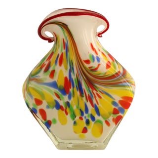 Vintage Italian Murano Confetti Art Glass Vase, Hand Blown, MCM For Sale