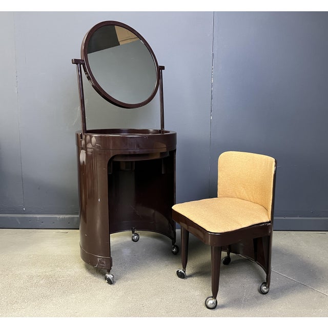 1970s Silvi Vanity Table on Wheels and Chair by Studio Kastilia, 1970s, Set of 2 For Sale - Image 5 of 11