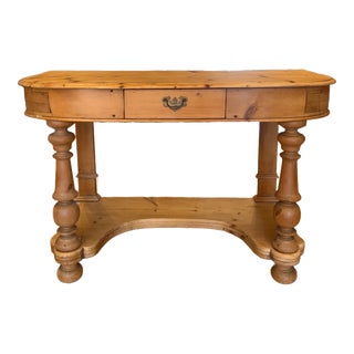 Early 20th Century Antique Pine Demi-Lune Console Table From England For Sale