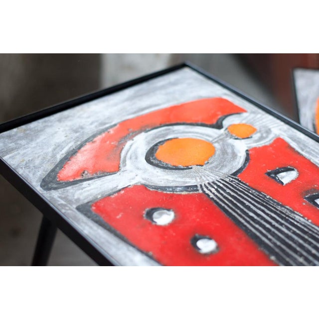 Mid-Century Modern Vintage Low Ceramic Tables from Brothers Jean & Robert Cloutier, 1950s, Set of 2 For Sale - Image 3 of 18