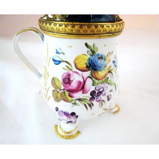 Navy Blue 1770 Battersea Enamel Medieval Knight Mustard Pot For Sale - Image 8 of 11