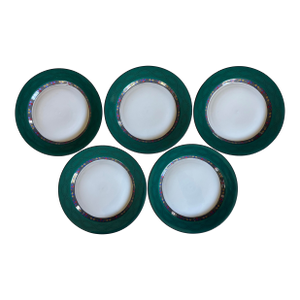 Vintage Dansk Quilting Emerald Braid Dinner Plates - Set of 5