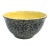 Antique Yellow Spongeware Mixing Bowl – Specked Blue Exterior, Classic Folk Art Stoneware / Yellowware For Sale