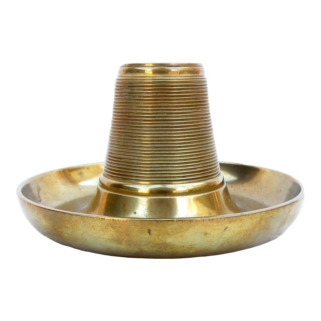 19th C. Ribbed Brass Match Striker / Ashtray Chairish