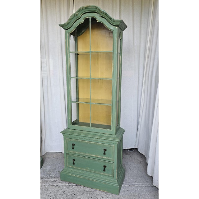 Green MCM Curio Cabinet, Display Cabinet Boho Style, 1950's #1 For Sale In Los Angeles - Image 6 of 15
