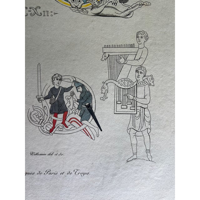Illustration Mid 19th Century Etching Reproduction of 12th Century Costumes by Nicolas Xavier Willemin For Sale - Image 3 of 6