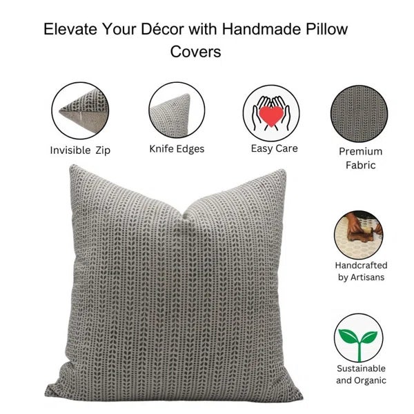 Textile Fabdivine Thick Linen Cushion Cover 16x16 Inch Modern Home Accent- Ratan Bel For Sale - Image 7 of 7