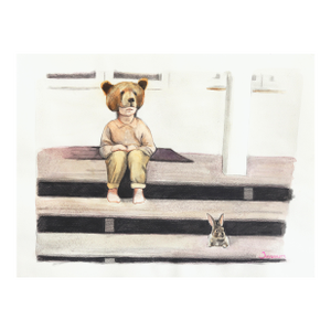 The Art of Saying Nothing - Figurative Surrealist Watercolor Original Artwork by Amanda Immurs