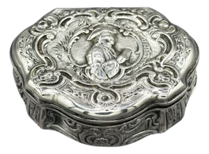 19th Century Grand Tour Silver Box, Likely Made in Germany