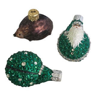 Vintage Tiny Christmas Ornaments Ladybugs and Hedgehog For Sale