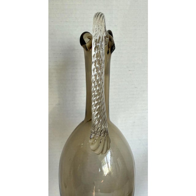 Mid-Century Italian Smoky Gray Glass Decanter & Wine Glasses, Set of 6 For Sale In Los Angeles - Image 6 of 12
