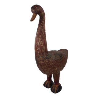 Large Wood Carved Bird with Colour Details, 1920s For Sale
