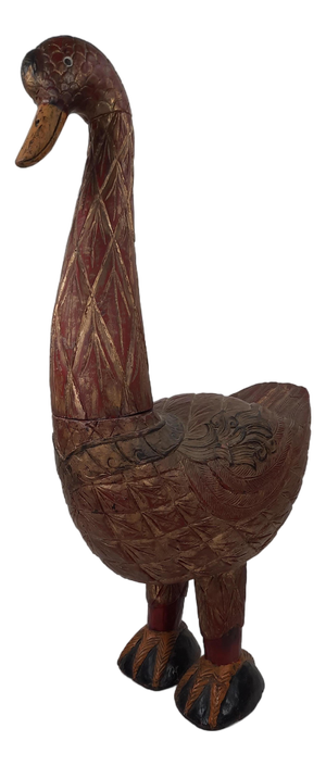 Large Wood Carved Bird with Colour Details, 1920s